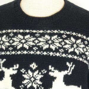POLO HAND KNIT fair isle deer intarsia nordic ski SWEATER XL vintage
